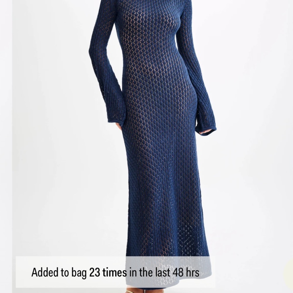 Meshi Julia Crotchet Navy Blue Maxi Dress